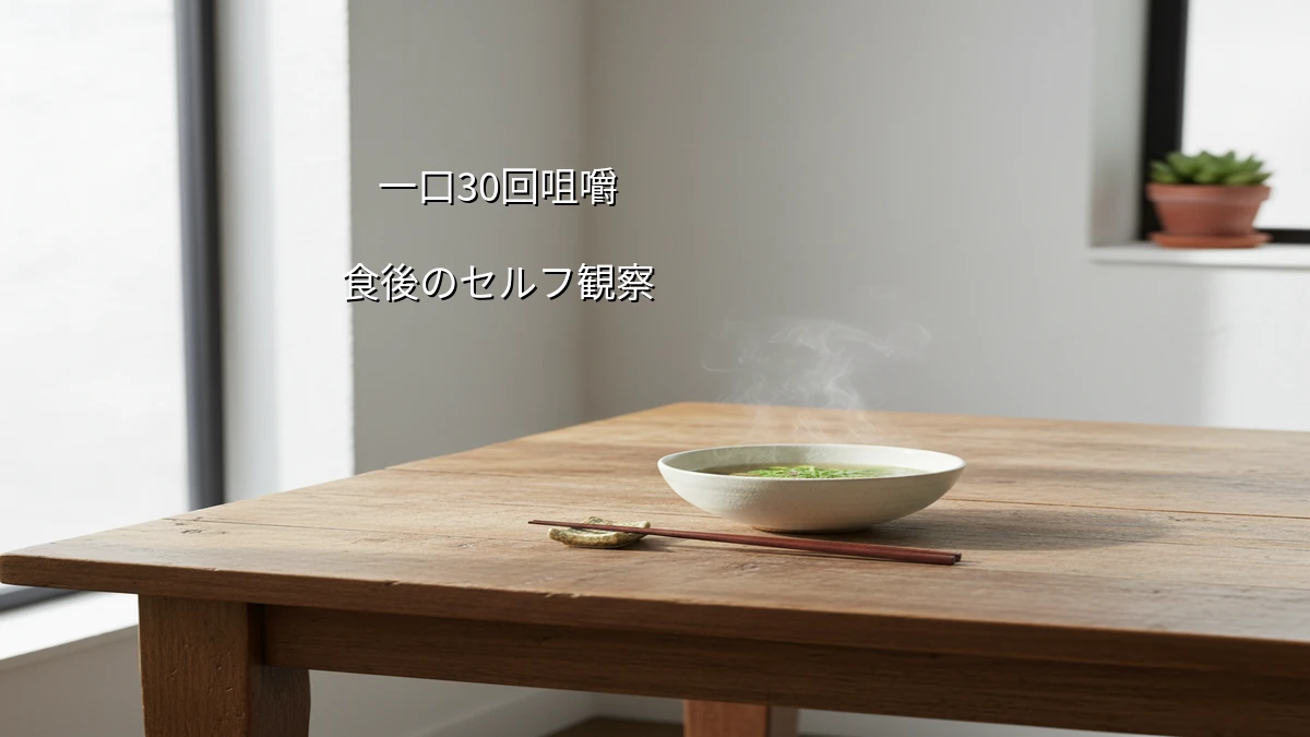 早食いで胃が重い30代後半が自宅で試す一口30回咀嚼と食後の軽さセルフ観察法