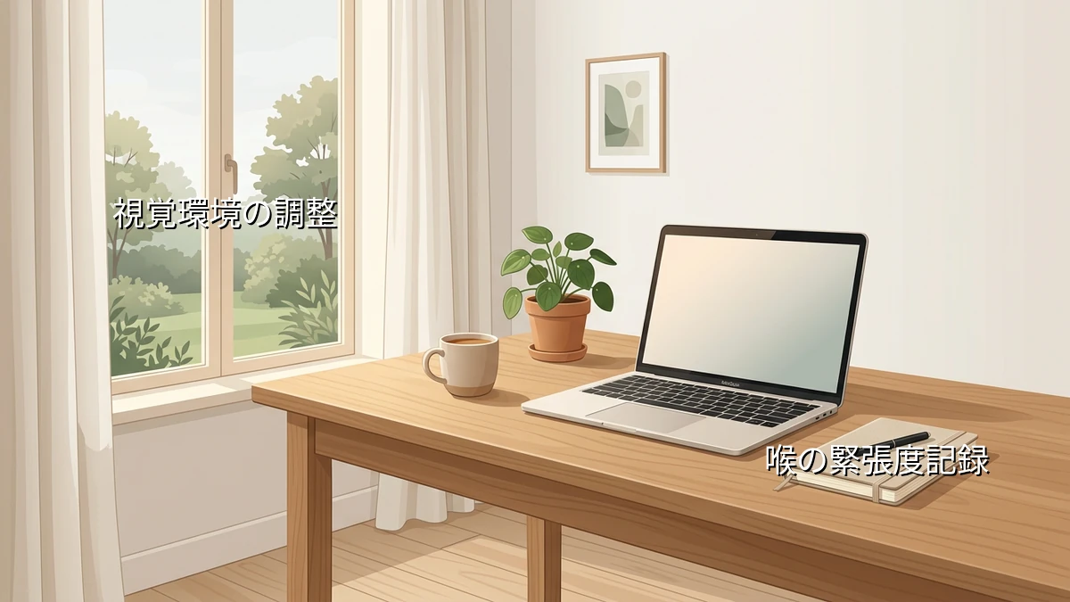 PC作業中に文字を追うと息が止まる人が自宅で試す喉の力みと呼吸のセルフ観察法