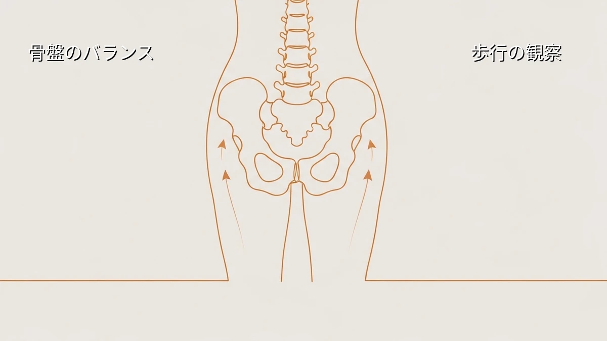 30代後半の運動不足に!歩行時の骨盤の左右差を自宅で観察するセルフチェック法