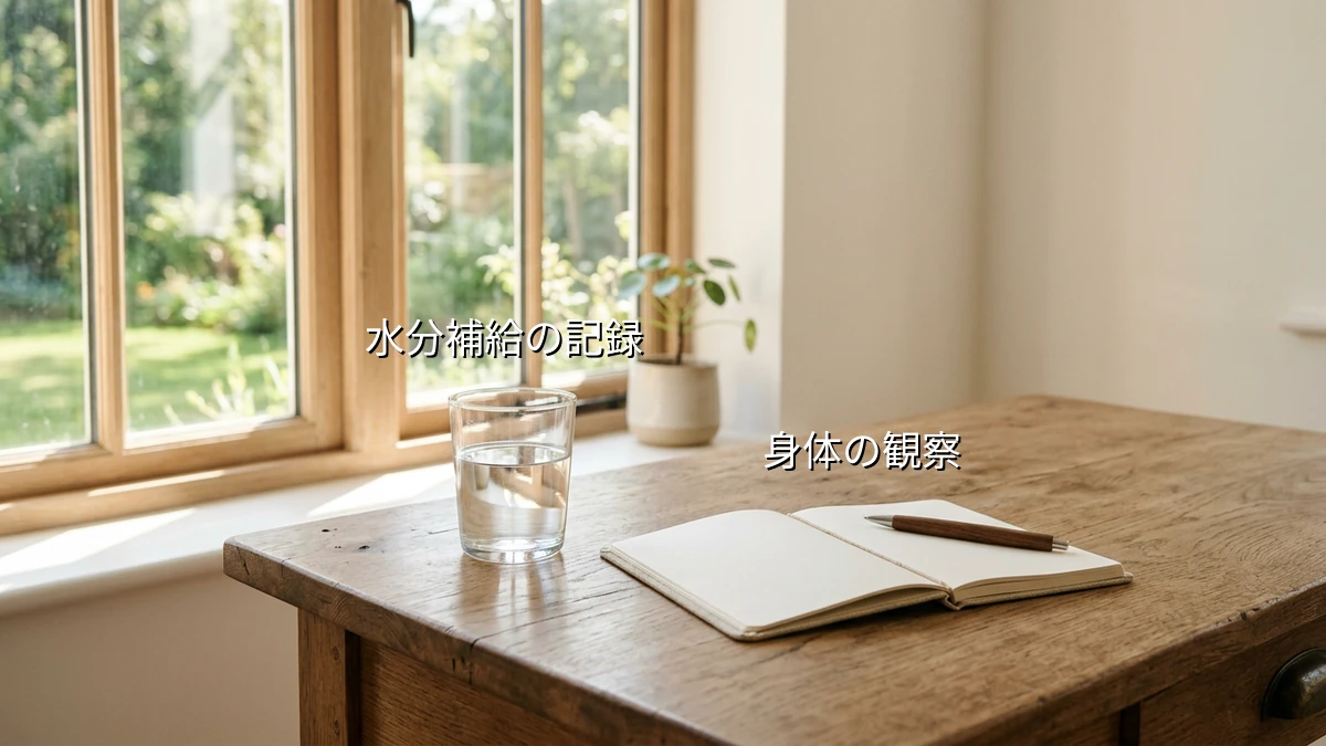 夕方に体がこわばるデスクワークの人が自宅で試す水分摂取と関節の動きセルフ観察法