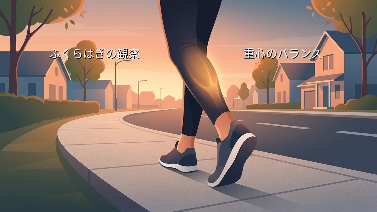 通勤中に歩きながら顎の突き出しとふくらはぎの力みを観察するセルフチェック法
