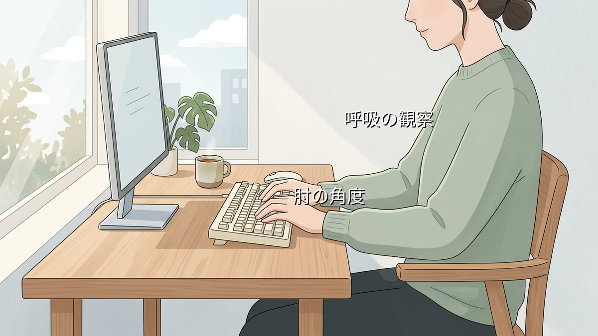タイピングで肩が重い30代後半が座りながら試す肘の角度と呼吸のセルフ観察法